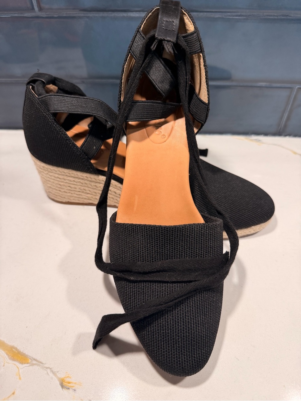 Corso Como Black Lace-Up Espadrille Wedges